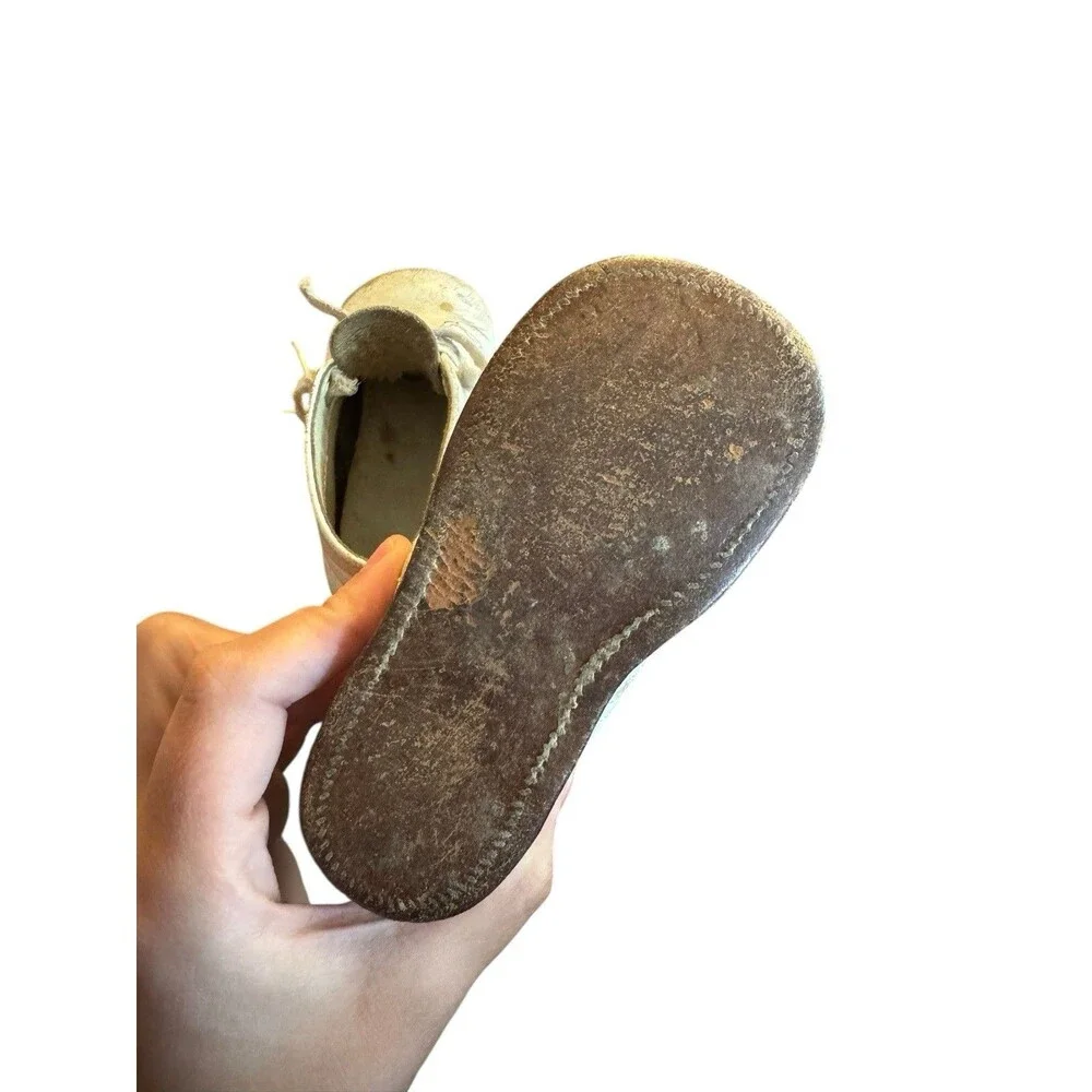 Vintage White Cloth Antique Baby Slipper Shoes‎